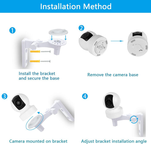 Wall Mount Compatible with TP-Link Tapo C210/ C200 and Kasa Indoor Pan EC70/ EC71/ KC410S, Adjustable Angles Bracket 180 Degree Rotation Easy to I...