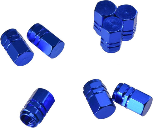 EBOOT 8 Pieces Tire Stem Valve Caps Wheel Valve Covers Car Dustproof Tire Cap, Hexagon Shape (Blue)...
