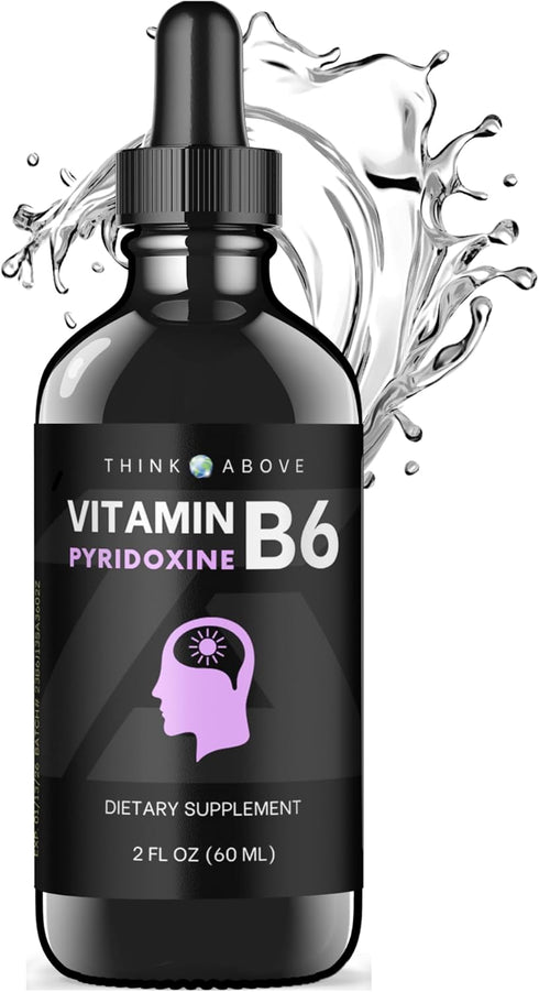 Vitamin B6 Liquid Drops - Pyridoxine hcl - B6 Vitamins Support Brain Function, Immune System, Nervous System and Mood - 17 mg 1000% DV - Gluten an...