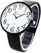 Black Super Large Face Flat Stretch Band Easy to Read Watch...