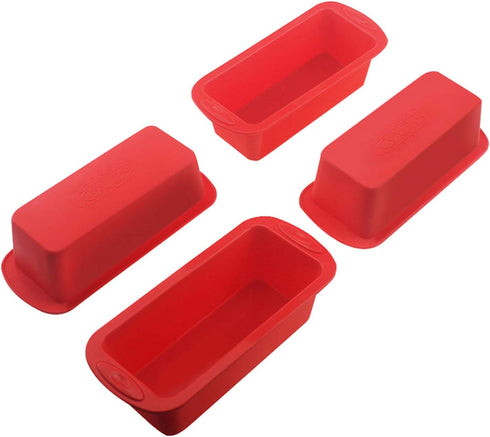 SILIVO 4 Pack Mini Loaf Pans - Nonstick Silicone Bread Baking Pans for Small Loaf and Meatloaf - 5.7x2.5x2.2 Inch...
