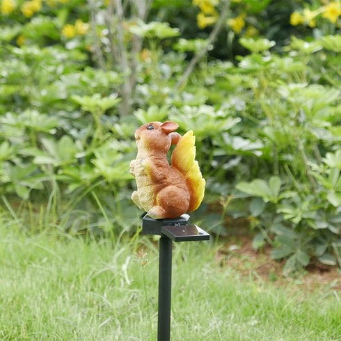 Squirrel Garden Decor Solar Lights Outdoor Stakes Decorative Statue Patio Yard Lawn Porch Housewarming Cute Animal Figurines Ornaments Pathway Res...