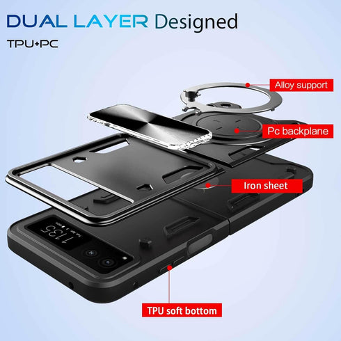 for Motorola razr 2023 Case/Moto Razr 2023 Case,Metal Ring Holder Stand Cover for Women Men,Razr 2023 Case Camera Protector,Full Protection Shockp...