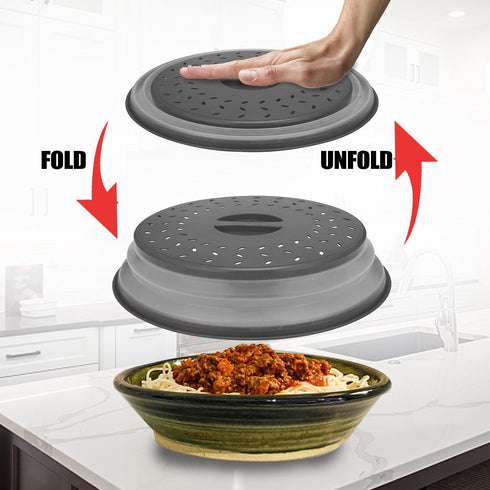 Collapsible Microwave Cover for Food Microwave Splatter Cover Dishwasher Safe,BPA Free,10.5 inch,Gray...