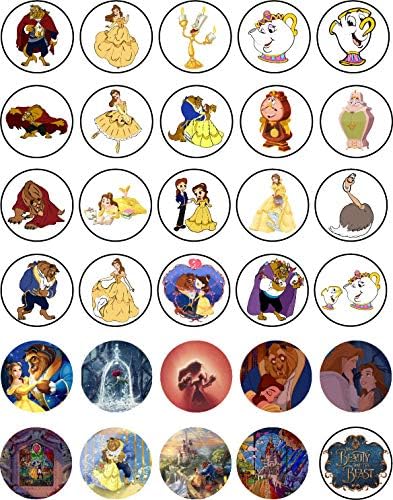 30 x Edible Cupcake Toppers – The Beast's Redemption Themed Collection of Edible Cake Decorations | Uncut Edible on Wafer Sheet...