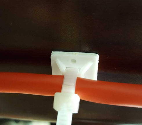 Cable Tie Mounts (25mm x 25mm) Self ADHESIVE Clips Wire Tie Base - Premium Grade Strength Screw-Hole Anchor Point Provides Optimal Strength (100 C...