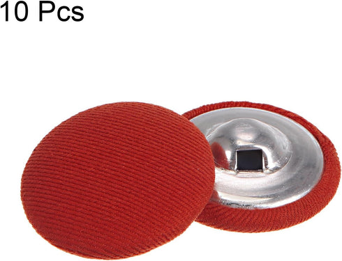 10pcs 40L Fabric Cloth Covered Button 25mm Round Metal Shank Sewing Buttons for Suits Dress Blouses, Red...