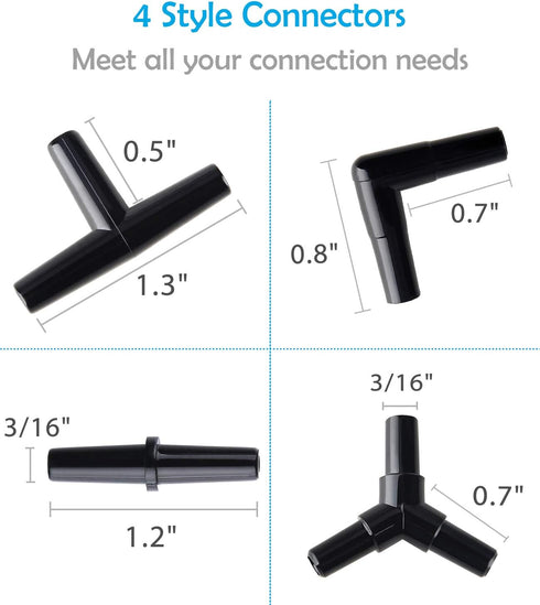 Pawfly 40 Piece Aquarium Airline Tubing Connectors Black Plastic Inline Valve...