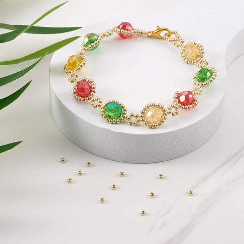 Craftdady 12/0 Golden Glass Seed Beads 2mm About 5000Pcs Metallic Small Round Pony Loose Spacer Beads for Jewelry Making Hole: 0.5mm...