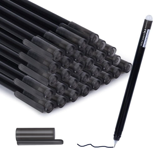 Volcanics Erasable-Gel-Pens Black, 30PCS Fine Point 0.7 mm, Mistakes Dispear Smudge Free Perfect for School, Office, and Home Use...