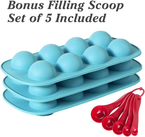 Webake Silicone Chocolate Candy Molds, Round Sphere Baking Molds for Cordial Truffle, Jello Pudding Ball Ice Cube Peanut Butter, Set of 3, Bonus F...