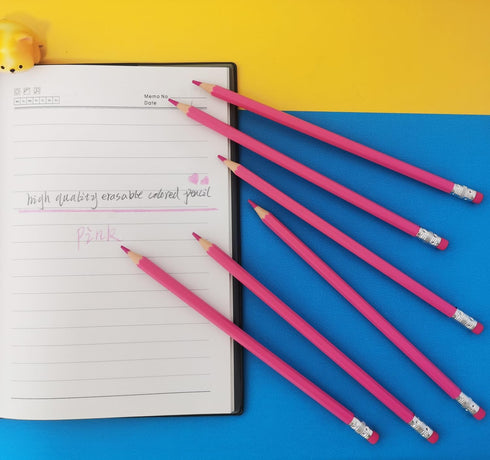 25pcs Checking Pencils advertising pencil Erasable Pencils Pre-Sharpened #2 HB with Eraser including a Free sharpener (Pink)...
