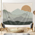 Ptrxobj Small Sage Green Mountain Tapestry Boho Abstract Sun Landscape Wall Hanging Art Mid Century Sunset Tapestries Minimalist Aesthetic Decor f...