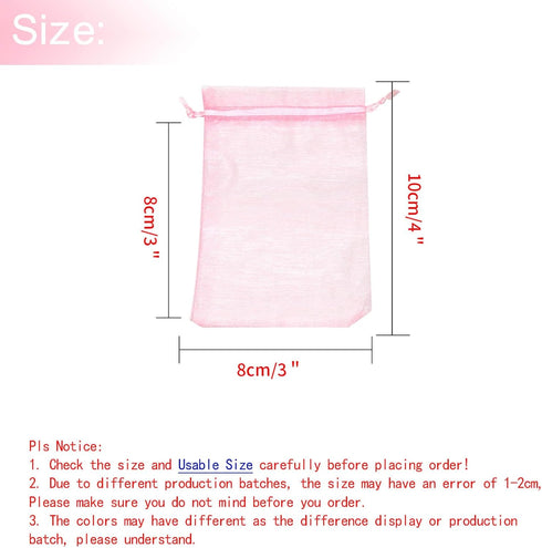 50Pcs Pink Organza Bags 3x4 inches, Small Mesh Drawstring Jewelry Candy Pouches Wedding Party Baby Shower Favor Gift Bags...