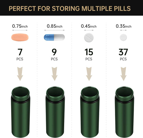 Pill Holder Container Waterproof Portable Small EDC Pill Bottle Capsule Tube for Outdoor, Camping, Travel (Green)...