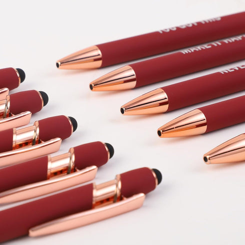 10 Pcs Ballpoint Pens with Pen Holder,Fine Point Smooth Writing Pens,Kawaii Pens For Writing Journaling Taking Notes School Office Home. (Red 10Pc...