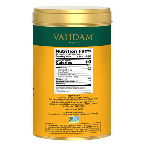VAHDAM, Golden Milk Powder/Turmeric Ginger Latte Mix (100g, 40 Cups) Caffeine-Free | Powerful Curcumin, Turmeric Powder & Ginger | Brew Hot/Iced T...