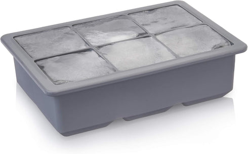 Viski Whiskey Ice Cube Tray with Lid, Large Makes Six 2-Inch Ice Molds, Perfect for Cocktails, Whiskey, Bourbon, and More, Stackable Silicone Mold...