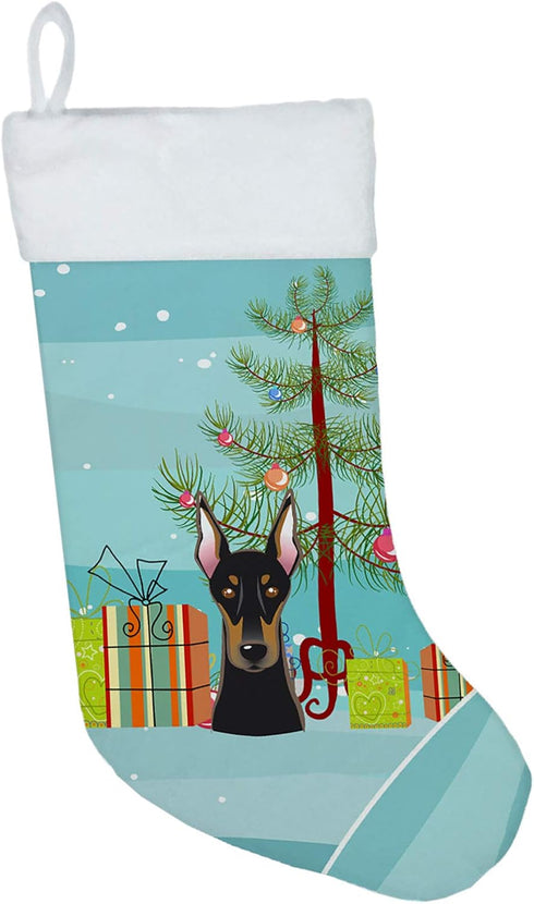 Caroline's Treasures BB1617CS Christmas Tree and Doberman Christmas Stocking Fireplace Hanging Stockings Christmas Season Party Decor Family Holid...