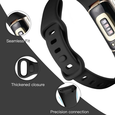 Maledan Compatible with Fitbit Charge 5 Bands and Charge 6 Bands Women Men, Soft Sport Waterproof Replacement Slim Band Wristbands for Fitbit Char...