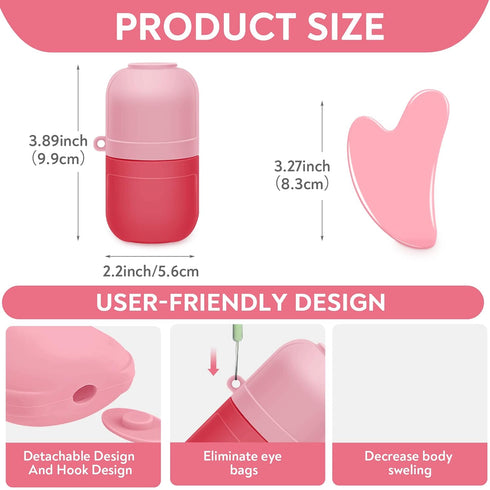 AURUZA Ice Face Roller and Gua Sha Set, Ice Roller for Face & Eye Puffiness Relief Beauty Facial Rollers Mold Icing Massage Skin Care Tools for Br...