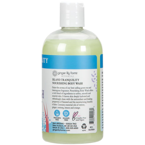 Ginger Lily Farms Botanicals Nourishing Body Wash, Island Tranquility, 100% Vegan & Cruelty-Free, Green Tea & Lemongrass Scent, 12 Fl Oz...
