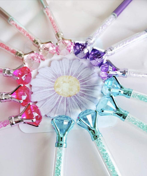 Diamond Pens Pack of 4 Cute Ballpoint Pens Retractable Ballpoint Pen gem pens Rhinestones Crystal Bling Plated Metal Color Blue Gel Ink Office Sup...
