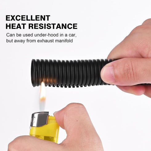 CrocSee 10ft - 1 inch Flame Retardant Split Wire Loom Tubing with Installation Tool - Flexible Wire Covers Cord Protectors - Black...