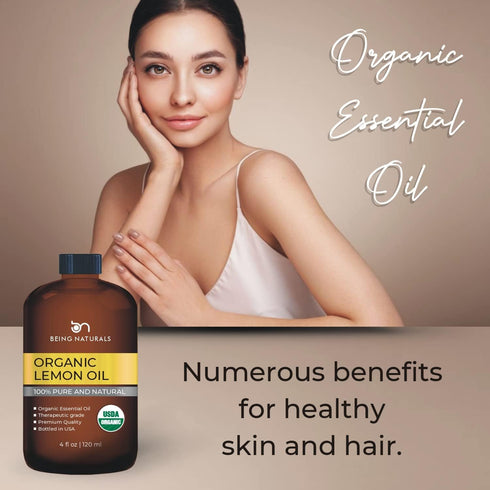 Organic Lemon Essential Oil - Huge 4 FL OZ - 100% Pure & Natural – Premium Natural Oil with Glass Dropper (Lemon Oil)...