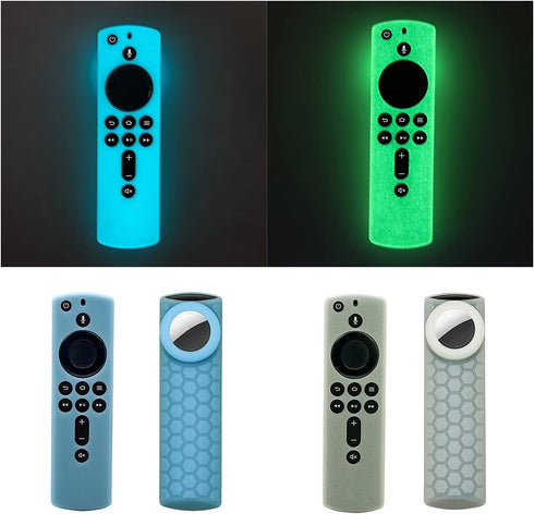 Compatible for Alexa Voice Remote Cover/TV Stick 4k (2nd Gen) with Airtag Holder, Glow in The Dark, Item Finder Anti-Slip Silicone Protective Case...