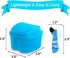 2 Pack Denture Case Dental Mouthguard Case, Denture Bath Box Cleaning with Brush, Strainer Basket and Lid Waterproof - Purple and Blue...