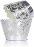 YOZATIA 60 Silver Vine Lace Cupcake Wrapper, Laser Cut Cupcake Liners for Weddings Birthdays Tea Parties and any Special Event- Silver...