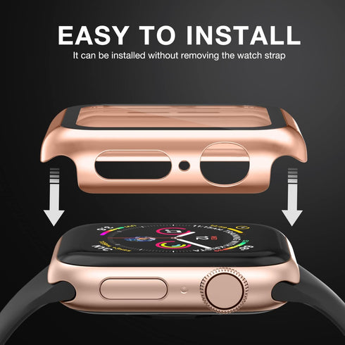 Apple Watch Series 9 & 8 & 7 45mm Case with Built-in Tempered Glass Screen Protector, Ultra-Thin Bumper Full Cover Hard PC Protective Case for iWa...