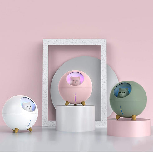 Upgraded ultrasonic ultra-quiet USB cute cold fog mini humidifier, suitable for children's baby room bedroom, 7-color light and 2 spray modes auto...