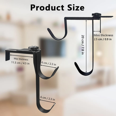 Pool Pole Hanger/Hook, 2 Pcs Adjustable Aluminum Storage Hook, Rust Resistant Double Hooks for Pool Accessories & Garden Tools (Black)...