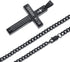Inspirational Bible Verse Cross Necklace for Men Boys, Stainless Steel Plain Black Silver Cross Pendant Necklace for Men 20-24 Inches Curb Chain F...