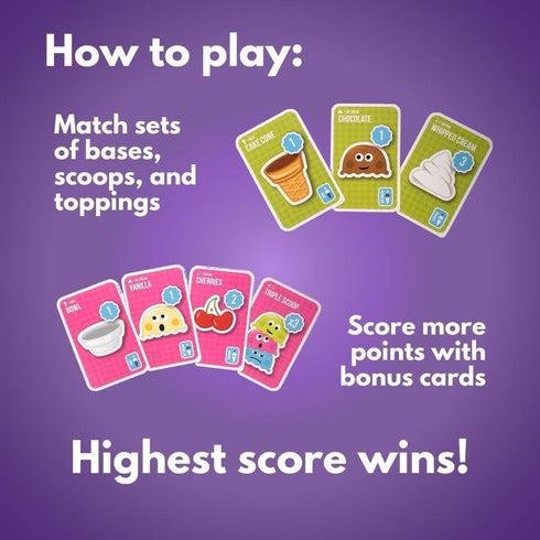 Ice Cream Card Game - Irresistible Kids Card Games - Color Matching Games - Fun Family Games to Practice Addition and Multiplication - Travel Card...