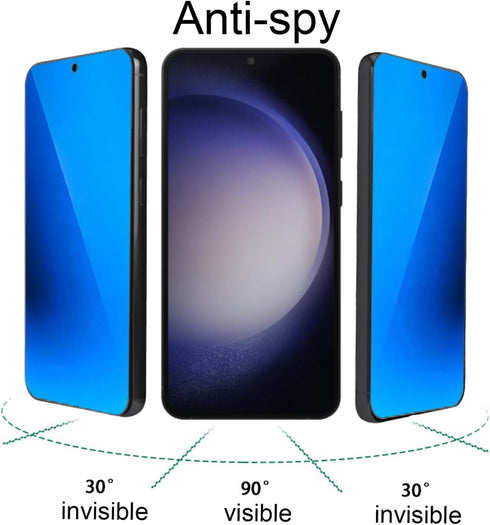2 Pack Anti-Blue Privacy Tempered Glass for Samsung Galaxy S23 Plus/Galaxy S22 Plus Mirror Anti-Spy Screen Protector Anti-Peeping Film Electroplat...