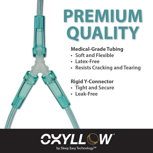 Premium 7 FT Oxygen 3-Count Tubing with Y-Connector| 6-Channel Kink-Resistant Air Flow | High-Visibility Green Tint | Universal End Connectors | M...