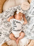 Miaoberry Organic Muslin Swaddle Blankets with Matching Hat and Wooden Hello World Newborn Sign | Eucalyptus Newborn Photography Props | Birth Ann...