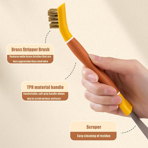 Copper Wire Brush with Scraper - 2-in-1 Dual-Head Cleaning Tool for Kitchen, Bathroom, Garage and More - Ergonomic TPR Handle (Green)...