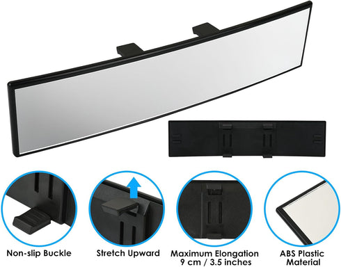 DS. DISTINCTIVE STYLE Wide Rear View Mirror Clip On 12 Inch Universal Panoramic Convex Interior Wide Angle Mirror...