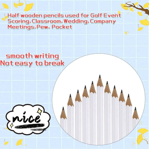 25pcs Golf Pencils with eraser Hexagon Wooden Pencils Graphite 2B for Golf Event Scoring,Classroom,Wedding,Company Meetings,Pew, Pocket (white)...