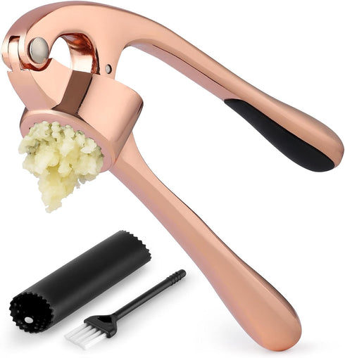 Zulay Kitchen Premium Garlic Press Set - Rust Proof & Dishwasher Safe Professional Garlic Mincer Tool - Easy-Squeeze, Easy-Clean with Soft Handle ...