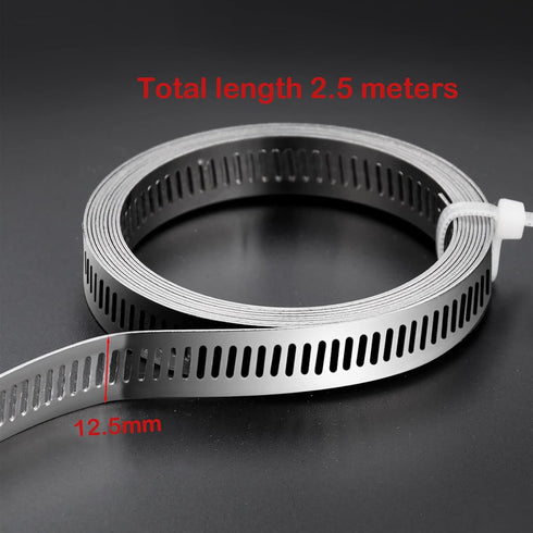 Strap Clamp, 1/2 inch 8.2ft 304 Stainless Steel Large Hose Clamp DIY Adjustable Screw Clips with 6 Stronger Fasteners Udeal for Fuel Radiator Auto...