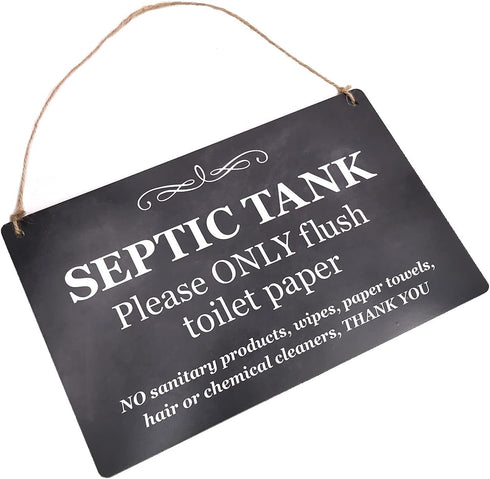 Septic Tank Hanging Sign ¦ Printed contemporary design onto rigid, robust backing ¦ Bathroom Signs for Septic Tank ¦ WC Signage ¦ Polite Toilet No...