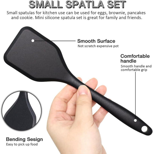 Silicone Small Serving Spatula Set of 4, Mini Silicone Spatula Turner for Kitchen Use, Small Silicone Spatulas for Egg, Steak, Pancake...