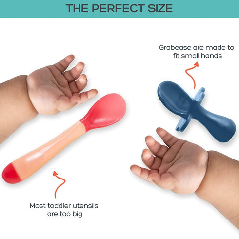 Grabease Baby Led Weaning Supplies - BPA-Free & Phthalate-Free Baby Spoons for Self Feeding - Toddler Fork & Spoon Set, Navy - Toddler Feeding Sup...