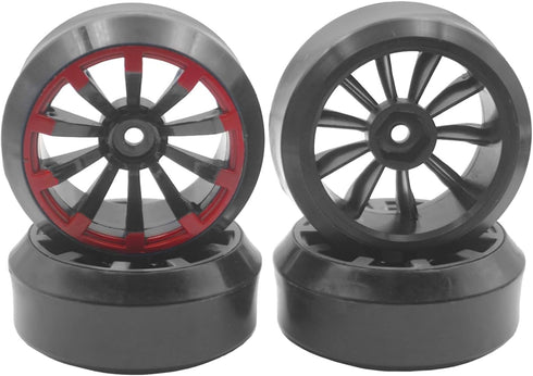 4Pack Vgoohobby RC Drift Wheels and Tires Set,RC Hard Tyres & Wheel Rims 12mm Hex Compatible with Traxxas HSP Tamiya Kyosho 1/10 Model On-Road Dri...