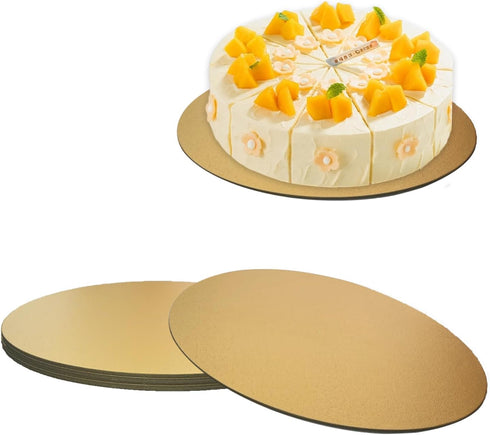 4 Pack Cake Boards Golden Round Cake Circles, 10 Inch Cake Base Cardboard, for Baking Cake, Gold...